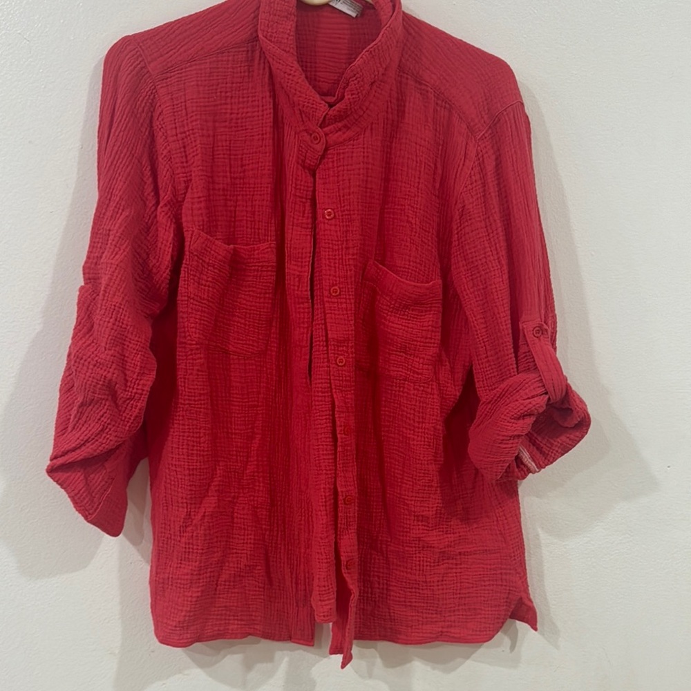 Red Button-Up Shirt
